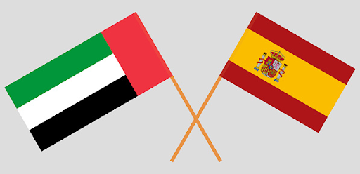 illustration and arabic and spanish flags